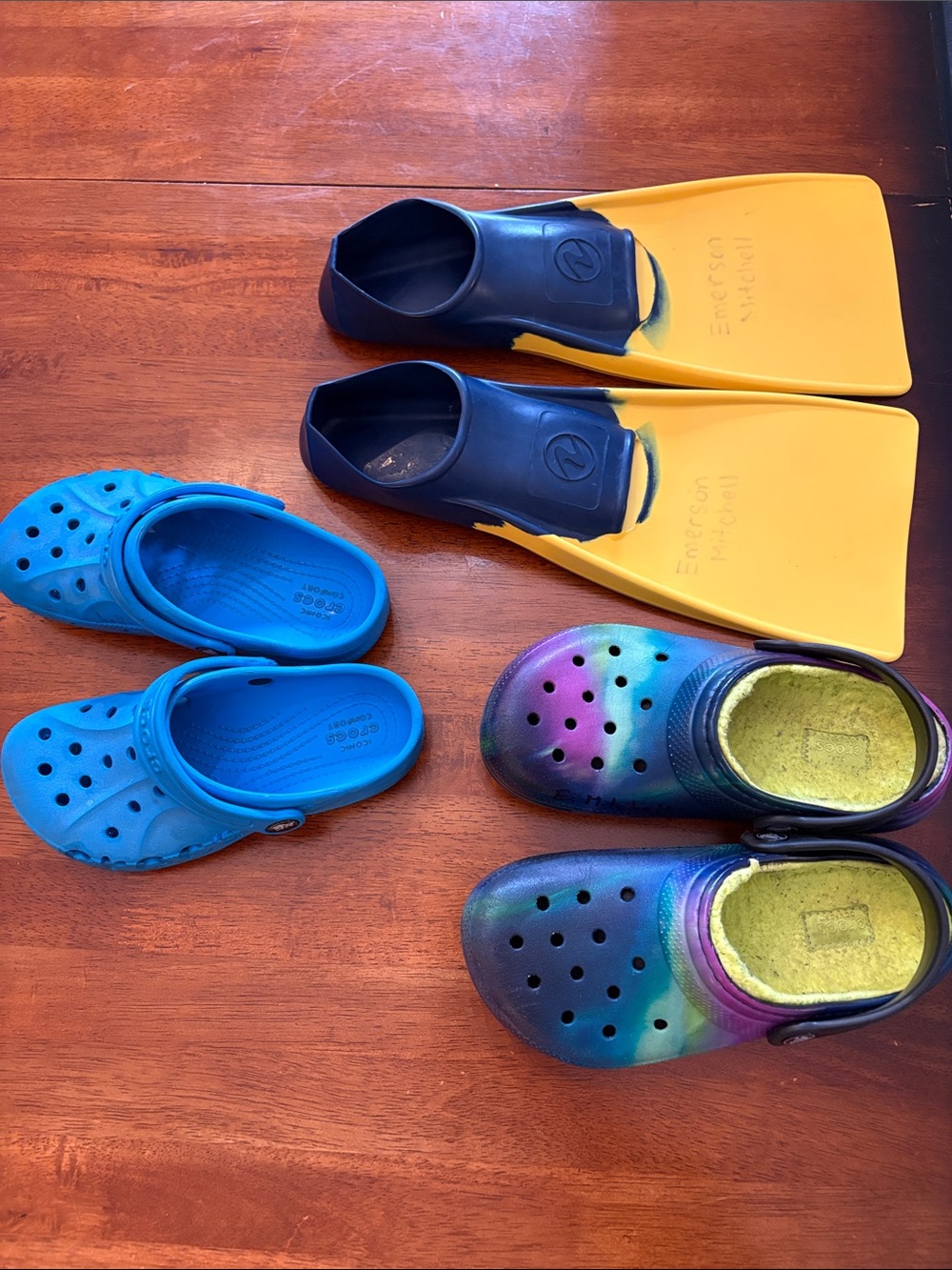Crocs Kids Classic Clogs - Blue and Rainbow